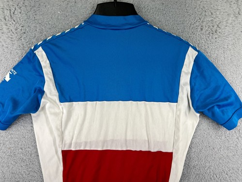Descente Cycling Jersey Women Medium Red White Blue Made Japan 1/4 Zip Polyester - Picture 13 of 14