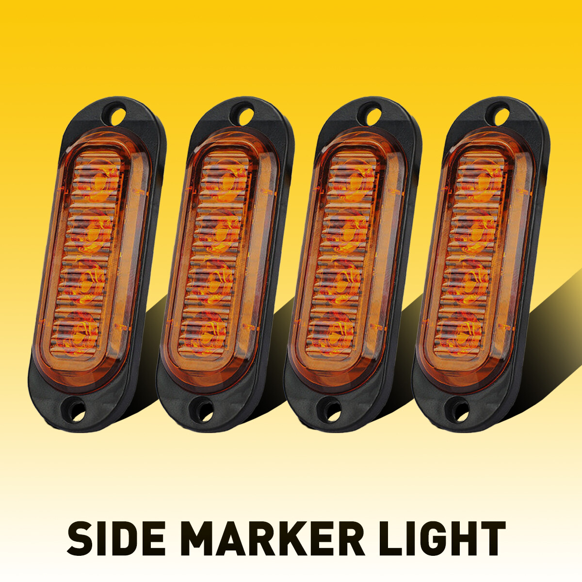 4x Amber 4-LED Side Marker Clearance Lights Waterproof for Boat Trailer Truck RV
