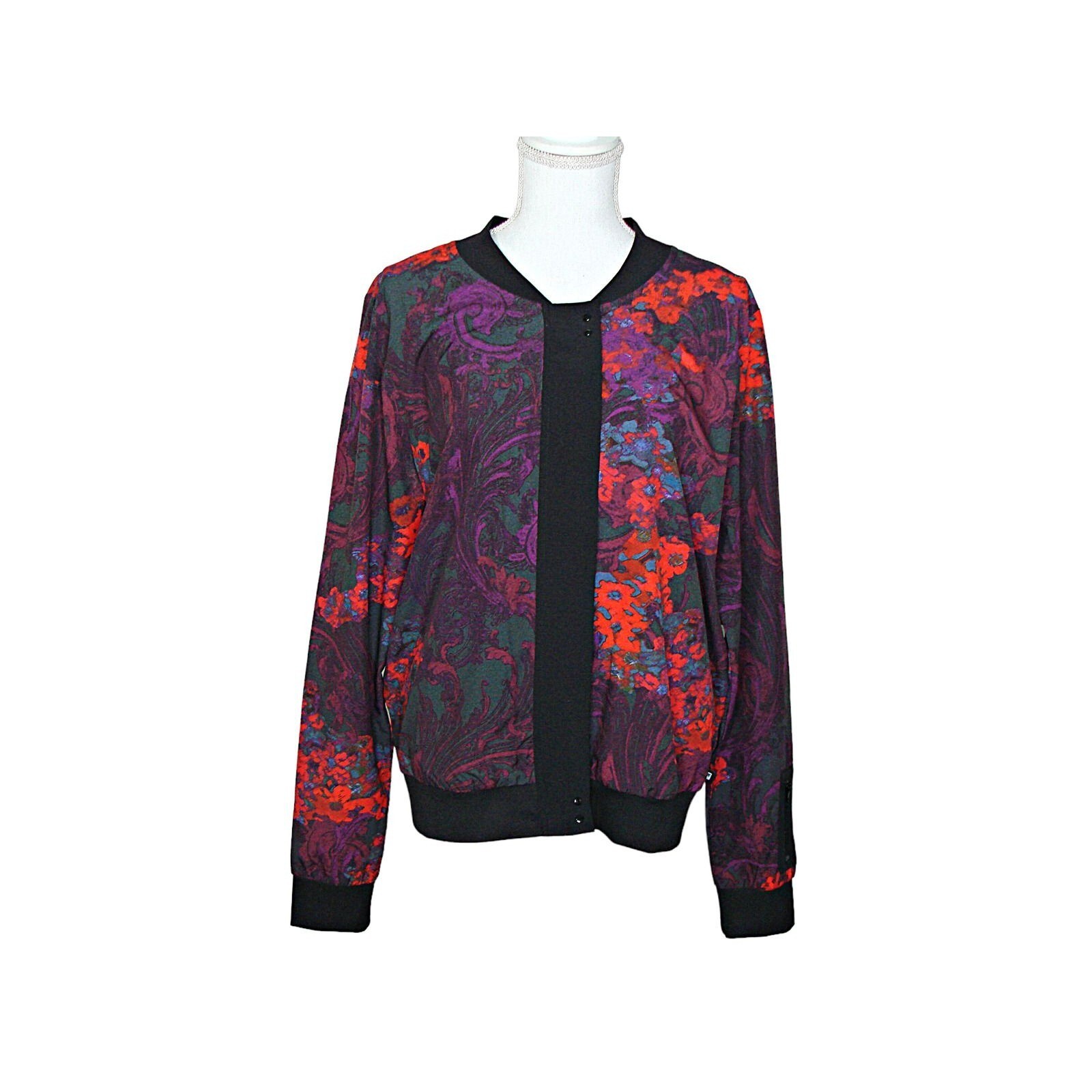 Fabletics Ithaca Romantic Purple Print Sleeve Zip… - image 1