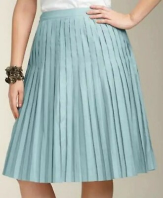 NEW Talbots Established 1947 A Line Skirt Light Blue Pleated Side 6 Zip Lining 