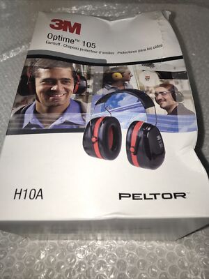 3M Peltor Optime 105 Over-the-Head Earmuffs – 30 DB NRR, High-Vis Green, Twin-Cup Design With Foam-Filled Cushions (H10A HV)