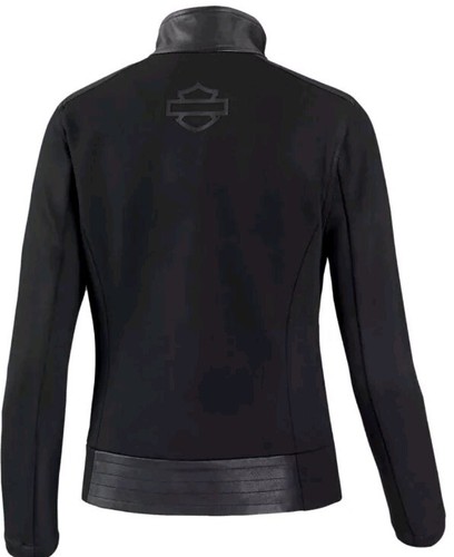 Harley-Davidson Leather & Compression Knit Causal Black Jacket Womens-Small - Picture 2 of 6