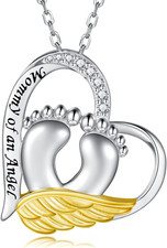 Sterling Silver Miscarriage Necklace for Women Mommy of an Angel Heart Pendant