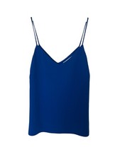 Amanda Uprichard Blue V-Neck Cami Top Silky Lined V-Back  V-Front Design