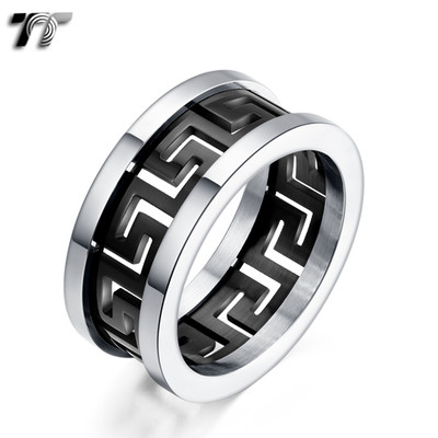 Ferrum | 8 Mm Brushed & Polished Black Stainless Steel Double Grooved Ring | In Stock! | Lucleon - Foto 3