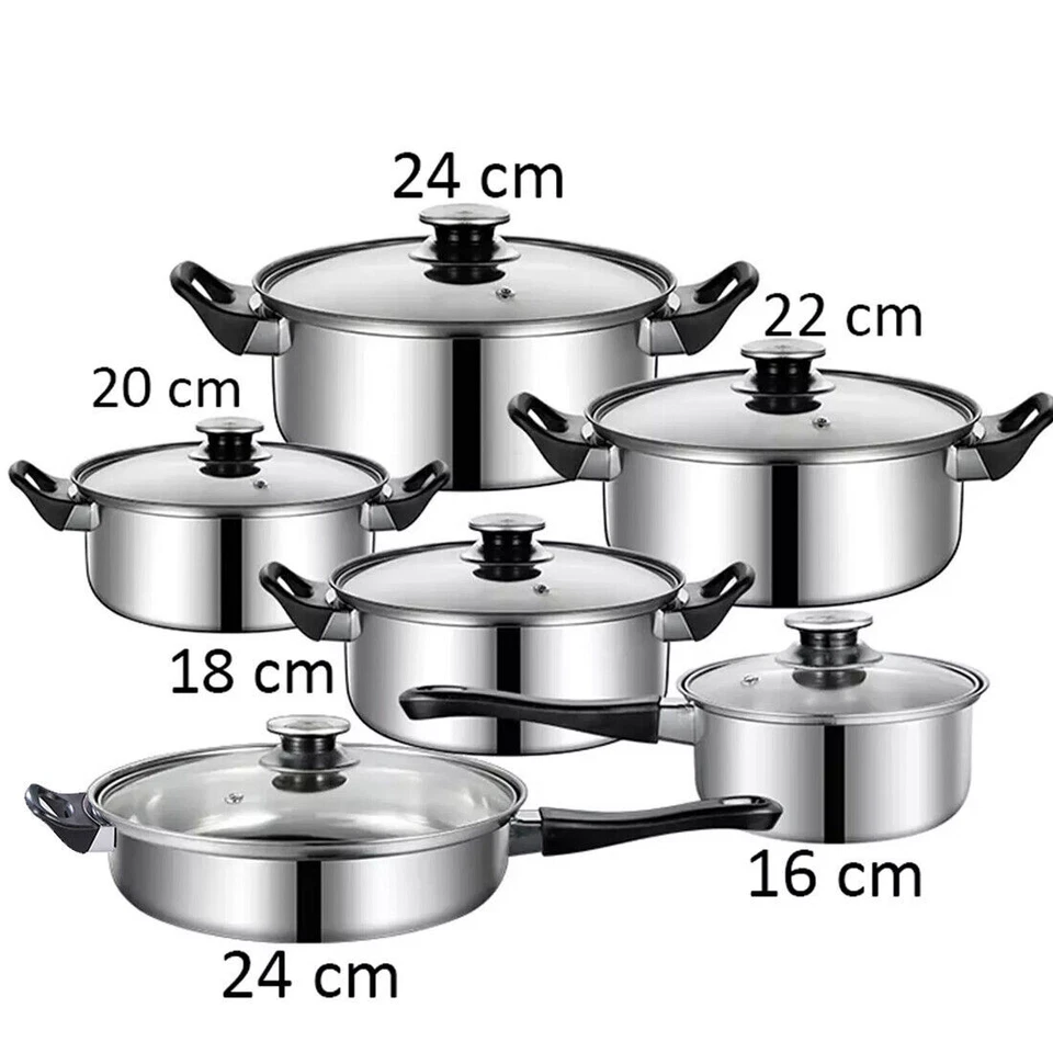 12-tlg Topfset Kochset Gas Halogen Ceran Kochtopfset Edelstahl Retoo - Bild 2 von 4