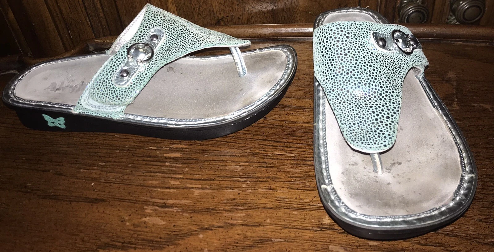 VANS Sandali donna Alegria Van 149 verdi in pelle multimaculata taglia EU 37