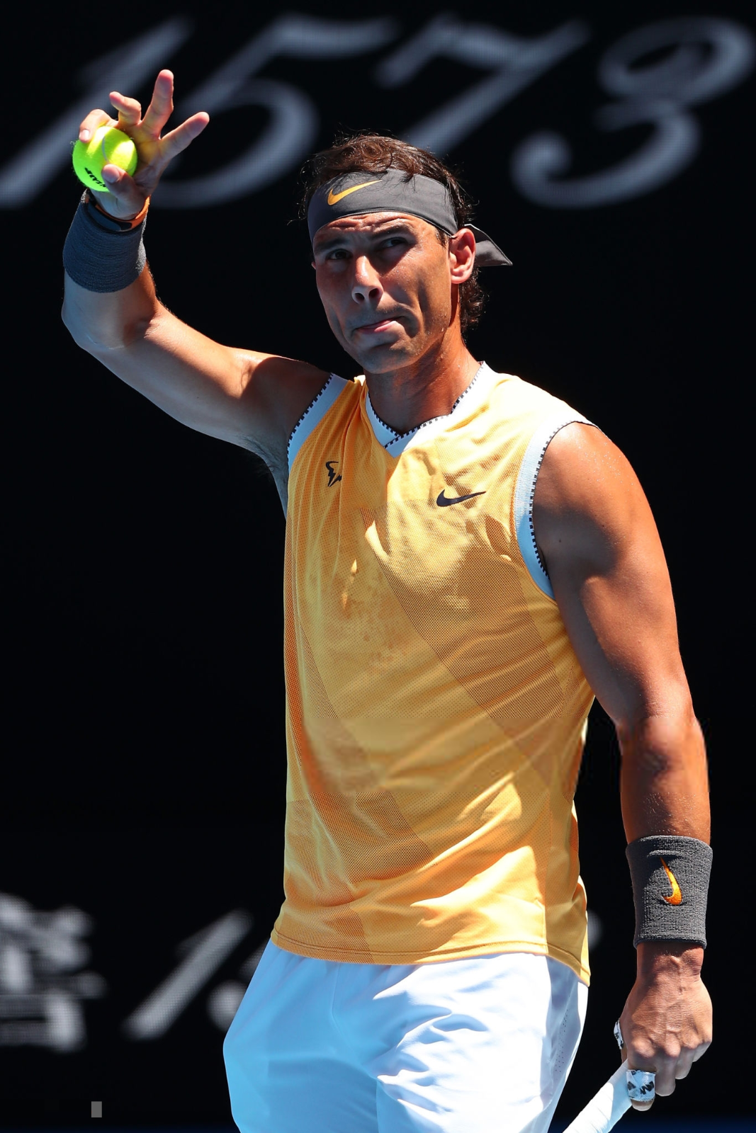 Nike Rafa Nadal AO 2019 Bull Aeroreact Sleeveless Orange Shirt Small