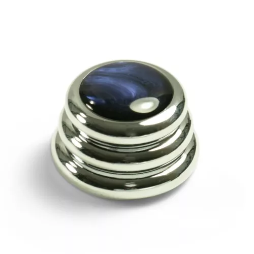Q-Parts Knobs With Blue Acrylic Pearl Inlay Chrome Ringo QPBU-RC