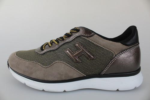 scarpe donna HOGAN 35 sneakers beige camoscio bronzo pelle DP377 | eBay