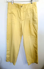 Vintage Chico's Woman Size 1-Small Summer Pants Yellow Pockets Front Zip Button