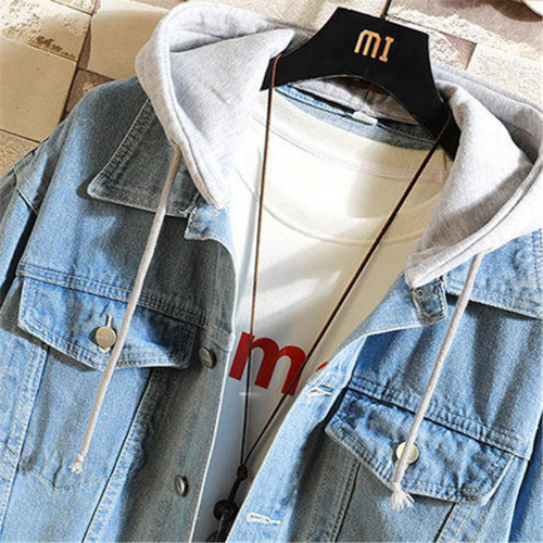 Jeansjacke Herren Kapuze Freizeit Jeansjacken Streetwear Jeansmantel Mütze abnehmbar - Bild 16 von 19