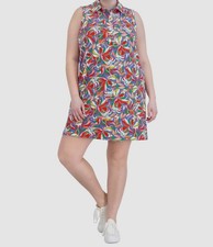 Jessica Howard Women's Blue Textured Printed Sleeveless Dress Plus Size 22W