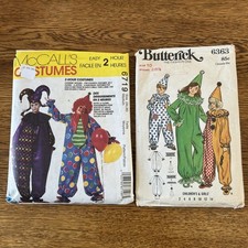 ButterickSimplicity Costume Patterns Clowns Jester Size 10 Medium Kid Lot of 2