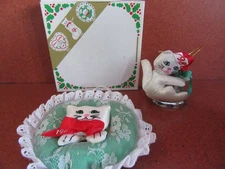 1987 & 1988 FANCY FEAST CAT CHRISTMAS ORNAMENTS