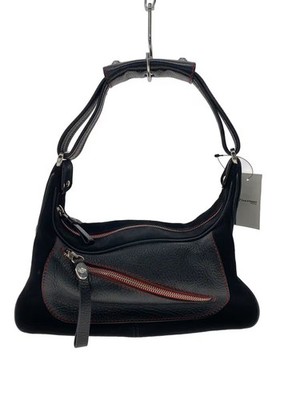 TOD'S x Ferrari One-Shoulder Bag, Handbag, Leather, Black, Solid Color