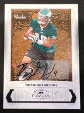 BRANDON GIBSON 2009 Donruss Classics #160 Rookie Card RC AUTO #319/499 Eagles. rookie card picture