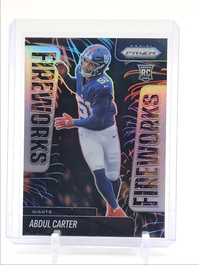 ABDUL CARTER 2025 PANINI PRIZM FIREWORKS ROOKIE SILVER PRIZM GIANTS RC Q4832