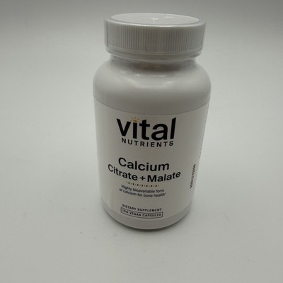 Vital Nutrients Calcium Citrate + Malate 100 Vegan Capsules Bone Health 02/28