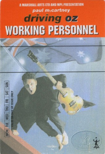 PAUL McCARTNEY 2002 Australia Backstage Pass Crew Orange - Picture 1 of 1