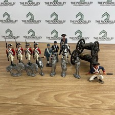 Vintage Metal Toy Soldiers Cannons Revolutionary War Painted Pewter Lot 15pc