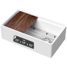Nuie White Kitchen Sink 30/33/36 inch Single Bowl Apron Front Farmhouse Sink