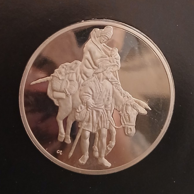 Franklin Mint The Genius of Rembrandt .925 Silver Medal The Flight Into Egypt