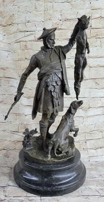 Fox Hunt Club Scent Hound Unique Bronze Sculpture on Marble Base Sculpture Deal