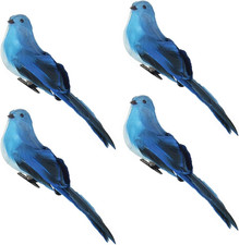 4Pcs Blue Birds Christmas Tree Decorations Clip on Ornaments 8-Inch Artificial S