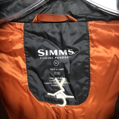 Chaleco aislante Simms Primaloft Puffer para hombre talla XL cremallera completa exterior negro - Imagen 6 de 13