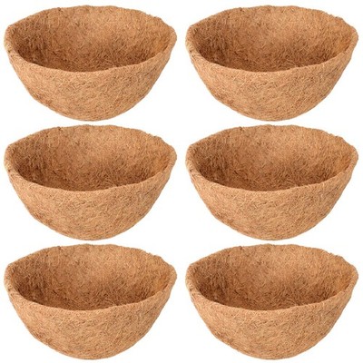 6 Pack 14 Inch Hanging Basket Coco Liners Replacement, 100% Natural Round Coc...