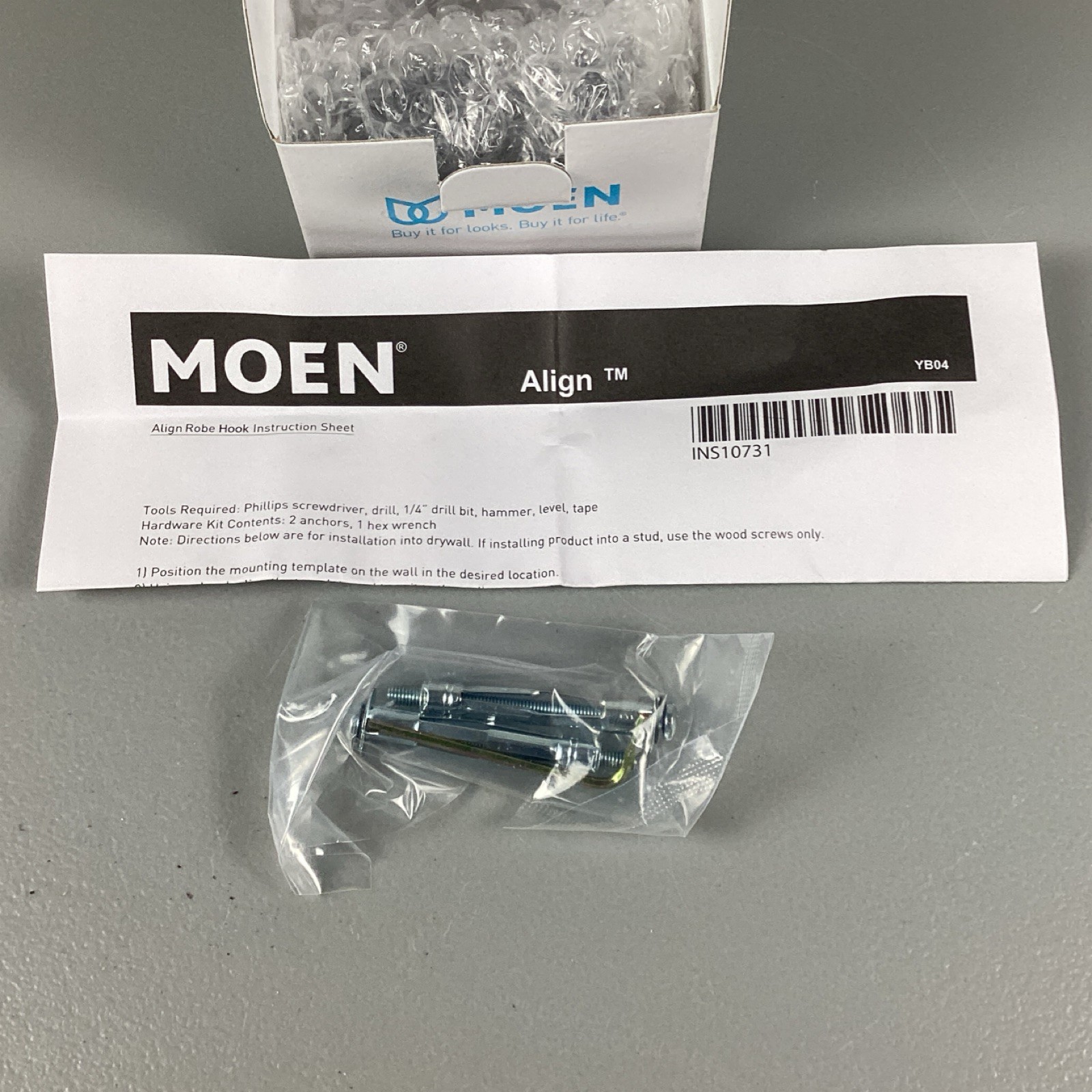 Moen Align Matte Black Wall Mounted Towel Hook YB0403BL Metal Bathroom