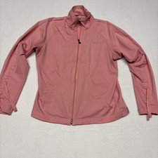 Vtg Nike Jacket Womens Large Pink Full Zip Running Track Athletic Laced Sleeves