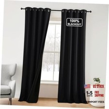 100 out Plylux Curtains for Living Room 2 Panels 52"W x 95"L Pack of 2 Black