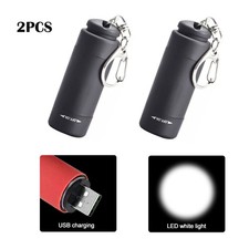 2X USB Rechargeable LED Light Flashlight Lamp Pocket Torch Keychain Waterproof