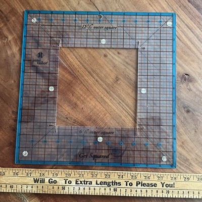 Rare Extra Large June Tailor Get Squared Ruler 12-1/2'' Outer & 6-1/2'' Inner 2005