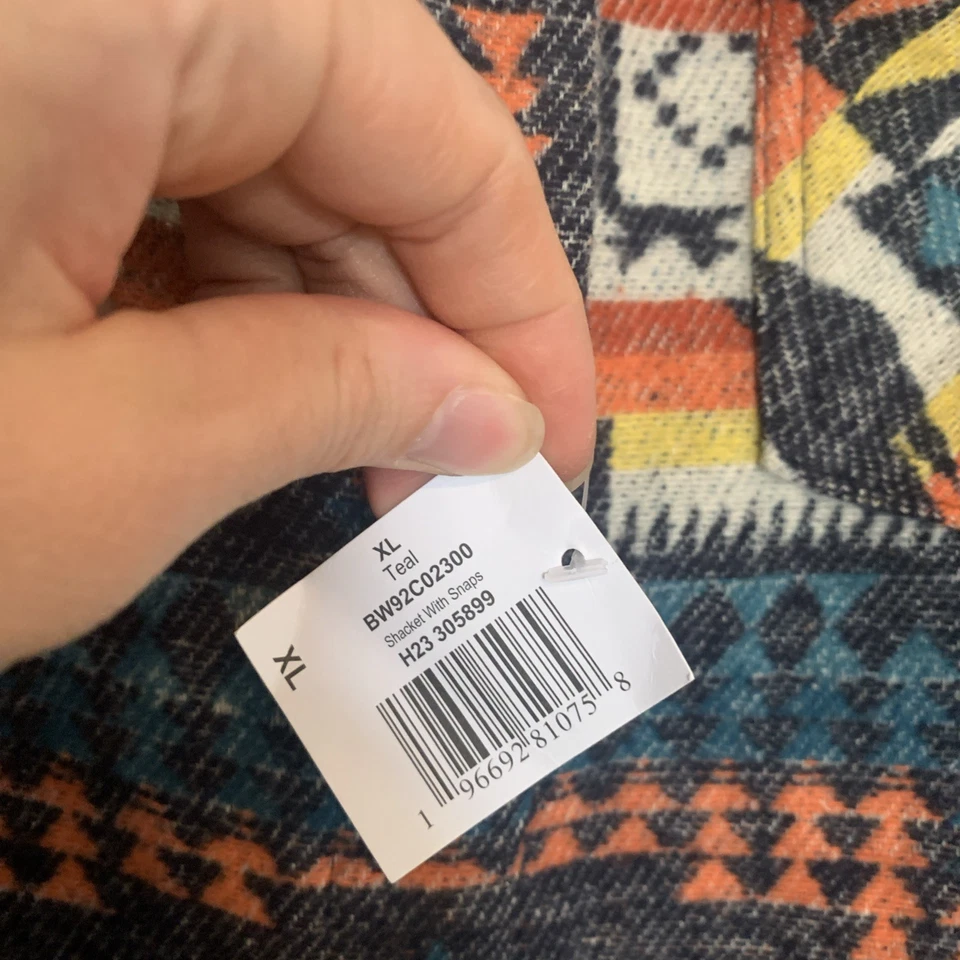 Jaqueta camisa jacquard extra grande rock & roll denim asteca, sudoeste nova com etiquetas - Imagem 4 de 4