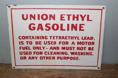 Rare Vintage 1940's Union Ethyl Gasoline Gas Pump Plate Metal Sign