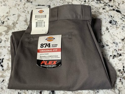 Dickies Original Work Perform gray Origininal Fit Flex 874 Cott/Poly 34X30 NEW