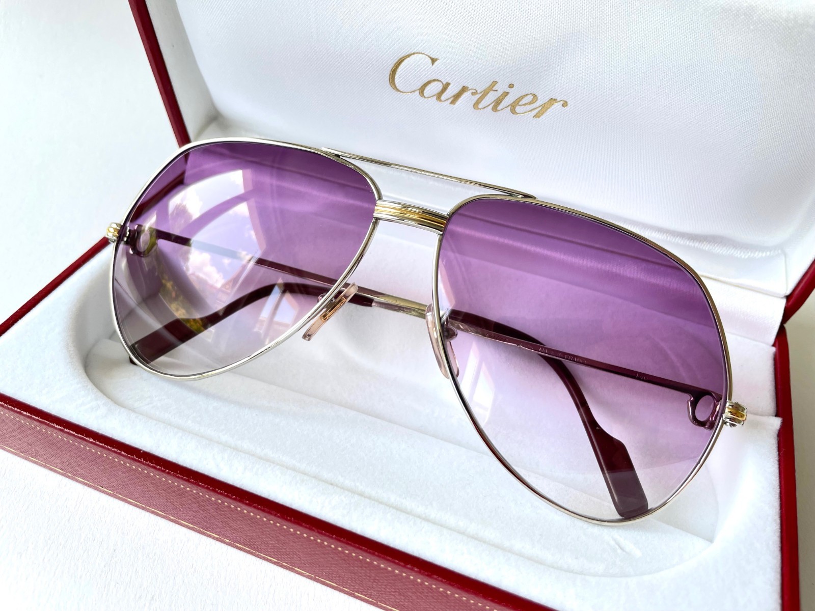 vintage CARTIER VENDOME Louis LC sunglasses custom platinum silver LARGE 62*14 2 image 2