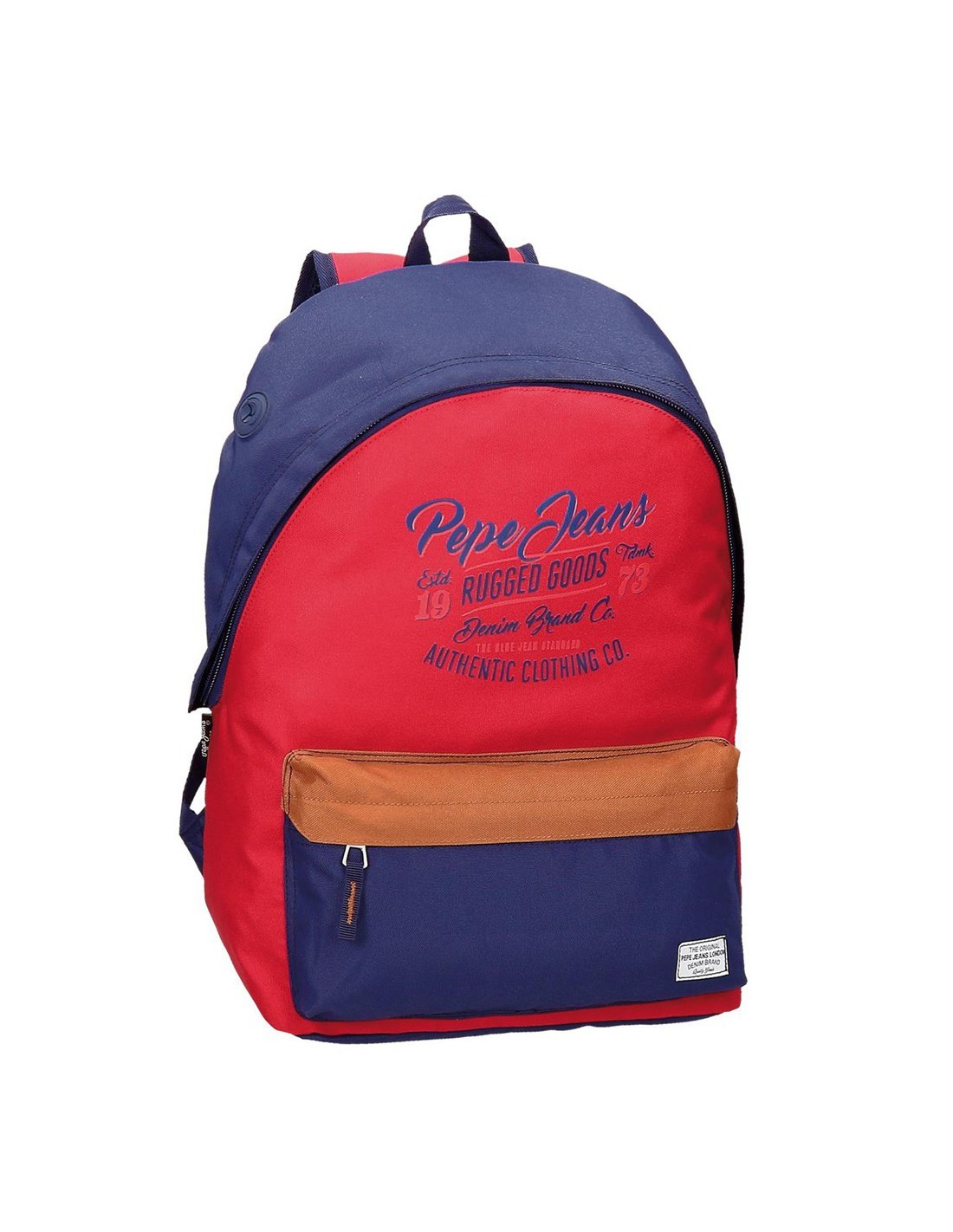 Sac à dos Pepe Jeans Jake bleu rouge avec bretelles rembourrées et dos ergonomique
