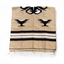 TRIBAL WESTERN Mexican THICK PONCHO - WESTERN Tan ONE SIZE FITS ALL