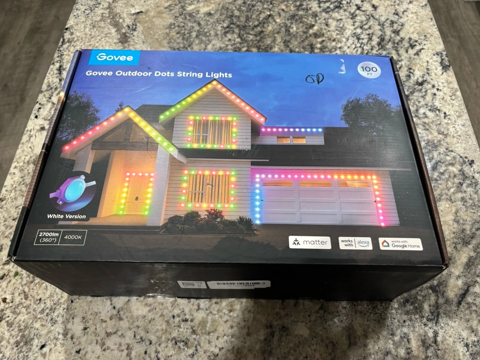 Govee Outdoor Dots String Lights 100FT Smart RGB Matter Alexa Google UNUSED