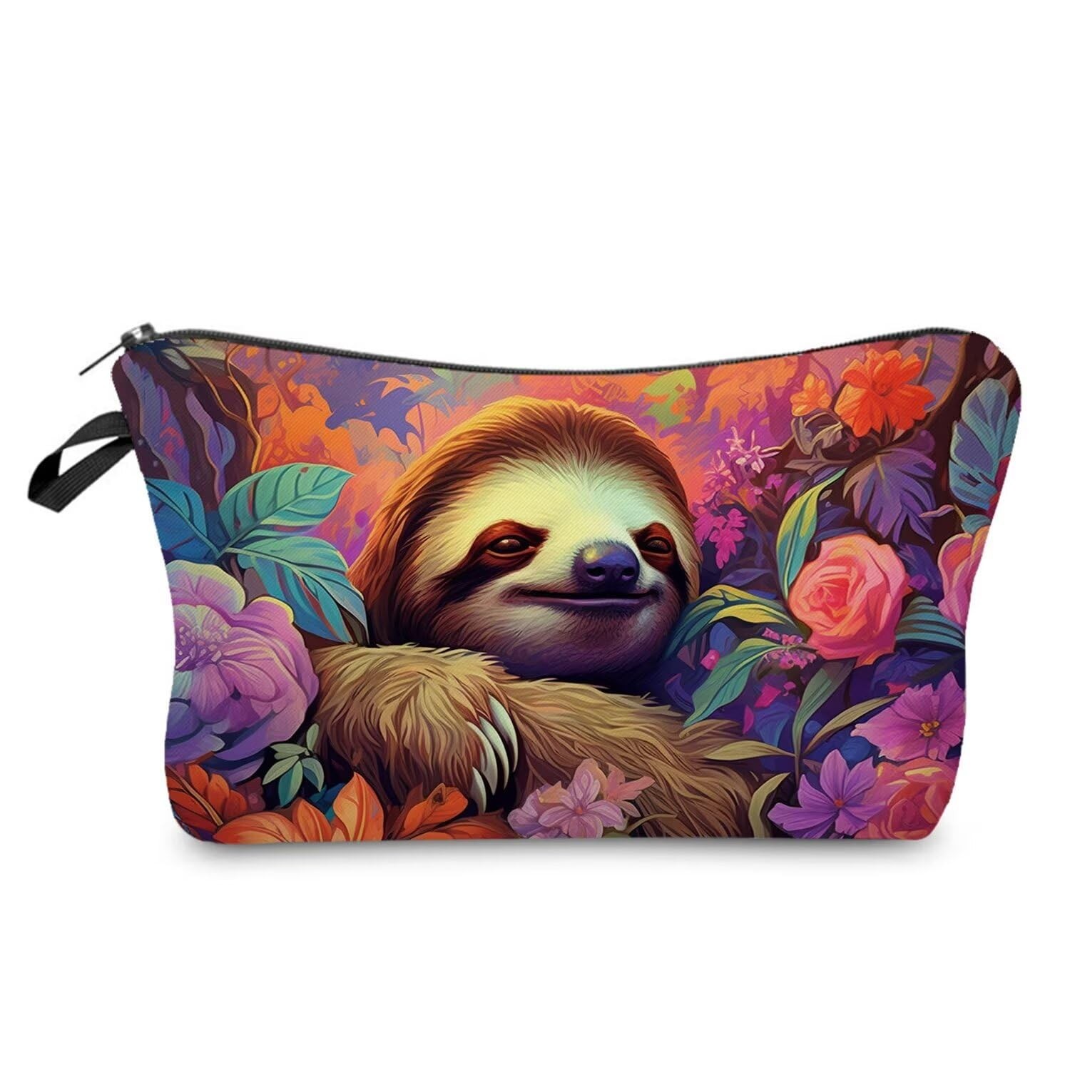 Livel lhood Floral Sloth Makeup Bag Cute Small Organizer Zipper hzz16094