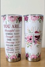 Christian Bible Verse Tumbler  20oz Stainless Steel Insulated Floral Cup Gift