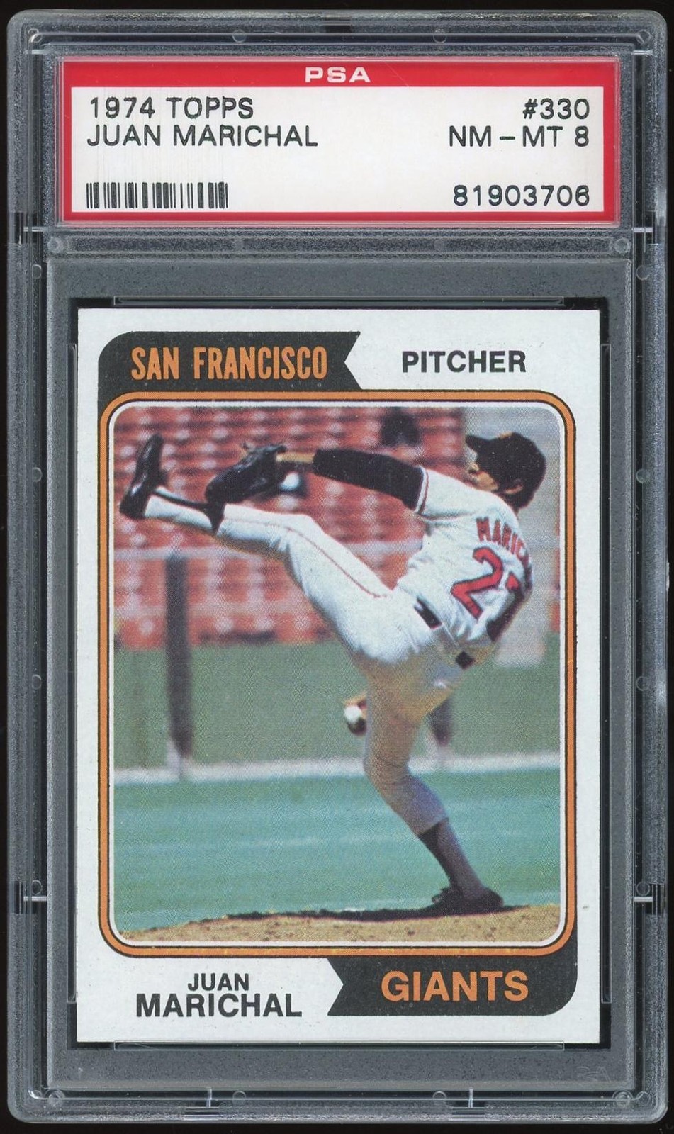 1974 Topps #330 Juan Marichal PSA 8 *3706