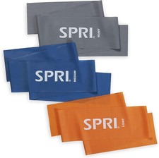 SPRI Flat Bands 3-Pack - Resistance Band Kit Set with 3 Levels of Multi-Color