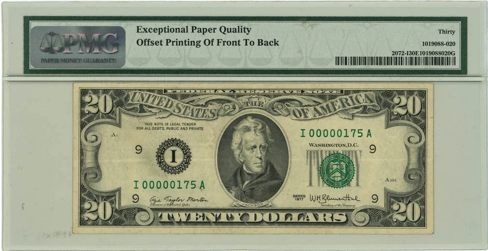 FR.2072-I $20 1977 FRN Minneapolis Low Serial # 175 VF30 EPQ PMG 947100-62 - Image 2 of 3