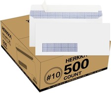 500 Pack 10 Single Left Window SELF Seal Security Envelopes, One Size, Blue