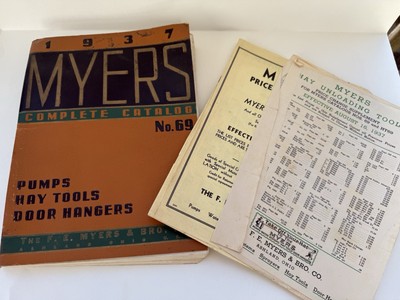 1937 F.E. MYERS COMPLETE CATALOG #69 & PRICE LIST PUMPS HAY TOOLS DOOR HANGARS